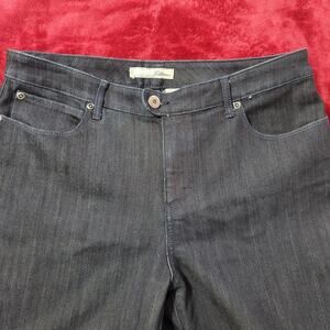 Chico's Platinum Dark Blue Zip Ankle Denim Jeans 1 Medium New Without Tags